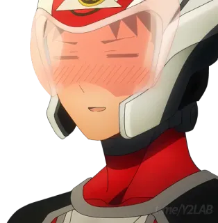 ☺ Аниме, Шлем, Красный, Румянец, Милый telegram sticker