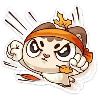 😤 sticker, cartoon, angry, cute, animal, fall, leaf, headband whatsapp sticker