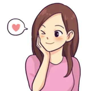 💕 cartoon, vrouw, meisje, liefde, hart, knipoog telegram sticker
