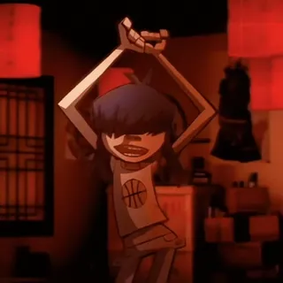 🍜 2-D Gorillaz Kartun, 2D, Gorillaz, Musik, Karakter, Animasi, Band virtual telegram sticker