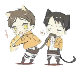 😻 Eren Yeager Attack on Titan Anime, Telinga kucing, Chibi, Fanart telegram sticker
