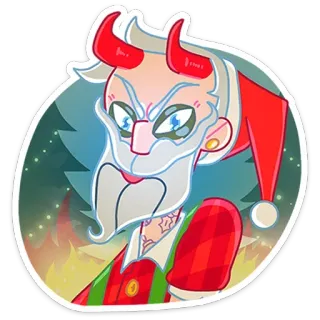 😡 Papá Noel diablo, Papá Noel malvado, Navidad, Fiesta, Dibujo animado, Personaje telegram sticker