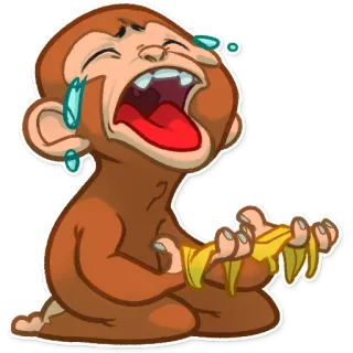 😱 猿, 泣く, 悲しい, バナナ, 漫画, 絵文字 telegram sticker