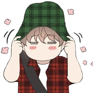 😊 мультфильм, персонаж, шляпа, румянец, милый, мальчик telegram sticker