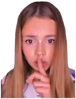 🤫 fille, chut, doigt, silence, calme whatsapp sticker
