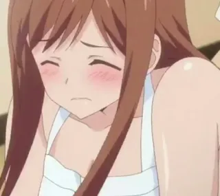 🍑 アニメ, 女の子, エプロン, 悲しい, 恥ずかしい telegram sticker