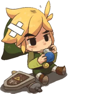 🍼 Link The Legend of Zelda videogioco, Link, Nintendo, Zelda, personaggio, spada, pozione telegram sticker