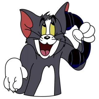 📞 Tom Cat Tom and Jerry cartone animato, gatto, telefono, sorridente, felice telegram sticker