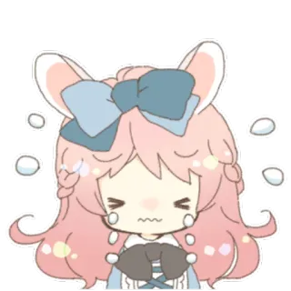 😣 Аниме, Мультфильм, Милый, Слезы, Грустный, Кролик, Девушка telegram sticker
