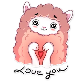 ❤ Love you süß, Liebe, Schaf, Tier, Cartoon, Herz, Freundschaft, Gruß whatsapp sticker