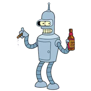 🍻 Bender Futurama Cartone animato, Robot, Bere, Birra, Sigaro telegram sticker