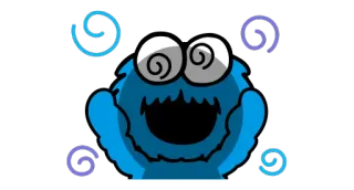 😲 Cookie Monster Sesame Street คุกกี้มอนสเตอร์, เซซามีสตรีท, การ์ตูน, ตลก, เวียนหัว telegram sticker
