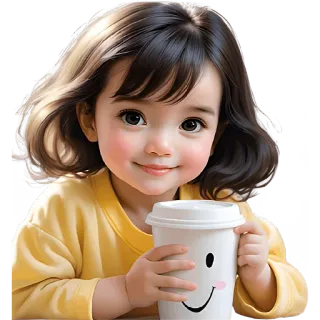 ☕ criança, menina, bebê, fofo, café, sorriso telegram sticker