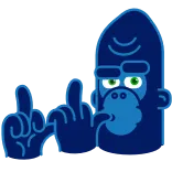 😡 Gorila, Dedo corazón, Gesto ofensivo, Animal, Dibujo animado whatsapp sticker