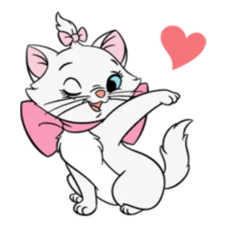 😘 Marie The Aristocats gato, dibujos animados, animal, lindo, corazón, Marie, Los Aristogatos telegram sticker