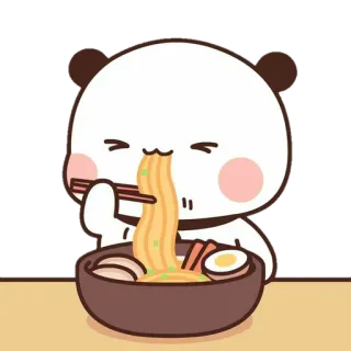 🐼 Panda, Ramen, Nourriture, Nouilles, Manger, Mignon whatsapp sticker