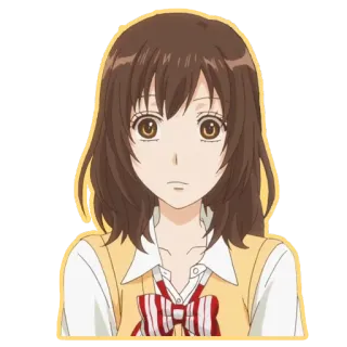 ☹ anime, girl, school uniform, cartoon, character, illustration, sticker whatsapp sticker