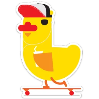 💨 kaczka, deskorolka, jazda na deskorolce, zwierzę, kreskówka, naklejka telegram sticker