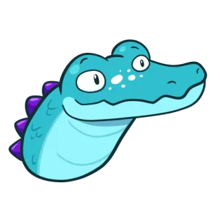 ☺️ crocodile, alligator, animal, dessin animé, reptile, bleu, autocollant whatsapp sticker