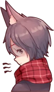 😒 Аниме, Кот, Шарф, Грустный, Милый, Портрет whatsapp sticker