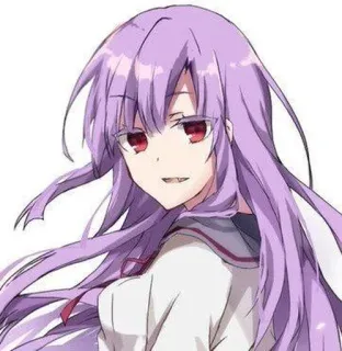 💜 аниме девушка, фиолетовые волосы, красные глаза, аниме, персонаж telegram sticker