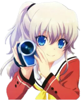 🎥 Anime, Ragazza, Fotocamera, Cartone animato, Carino, Ritratto, Arte digitale telegram sticker