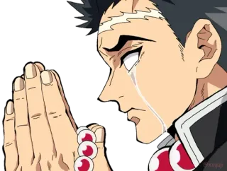 🙏 anime, llorando, oración, triste, emoción, preocupado, angustiado telegram sticker