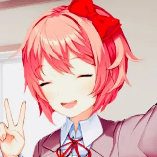 ✌ Sayori Doki Doki Literature Club! anime, manga, sayori, cute, kawaii, schoolgirl, doki doki literature club telegram sticker