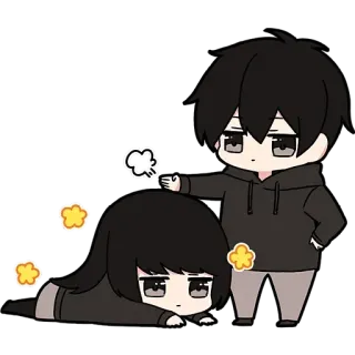 🫠 anime, cute, kawaii, couple, sad telegram sticker