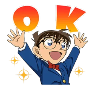 👌 Detective Conan OK anime, manga, detective, boy, ok whatsapp sticker