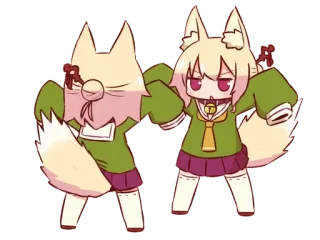 ❤️ Аниме, Танцы, Девушка-лиса, Мультфильм, Милый telegram sticker