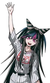 😃 Ibuki Mioda Danganronpa HOPE Anime, Mädchen, Ibuki Mioda, Danganronpa, Charakter, winkend, Hoffnung, Uniform telegram sticker