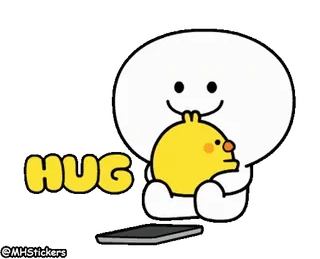 🤗 HUG กอด, น่ารัก, ความรัก, มิตรภาพ, การ์ตูน, สติกเกอร์ telegram sticker