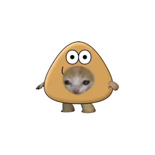 🐈 pou, キャラクター, 悲しい猫, ミーム, 面白い telegram sticker
