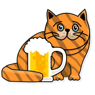 🍺 cat, beer, alcohol, animal, cartoon, drink telegram sticker