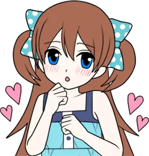 😍 Anime, Dziewczyna, Słodkie, Serca, Kreskówka, Naklejka, Urocze telegram sticker
