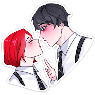 😘 baiser, romance, amour, dessin animé, animé telegram sticker