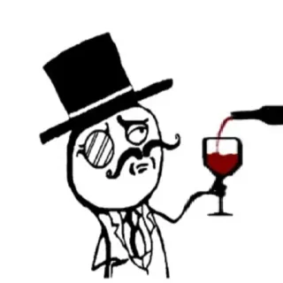 🍷 meme, internet meme, top hat, monocle, wine, gentleman, fancy telegram sticker