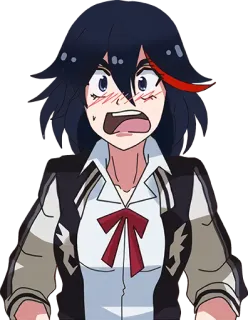 😱 Ryuko Matoi Kill la Kill anime, kreskówka, dziewczyna, zaskoczona, zszokowana telegram sticker