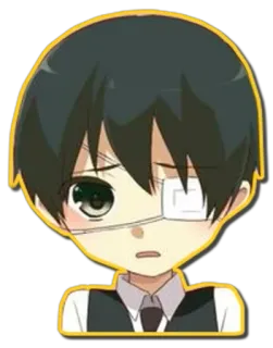 😥 anime, manga, character, cute, eye patch telegram sticker