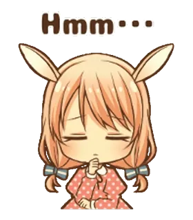 🤔 Hmm.... Anime, Coelho, Fofo, Pensando, Expressão, Hmm whatsapp sticker