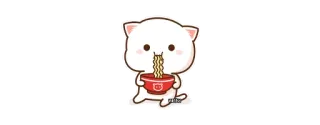 🍜 猫, 麺, 食べる, 可愛い, かわいい telegram sticker