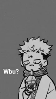 👀 Wbu? anime, dibujo animado, bebida, pregunta telegram sticker
