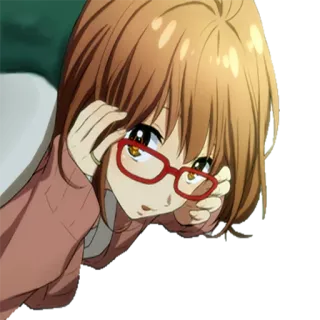 🙈 anime, girl, glasses, cartoon, cute whatsapp sticker
