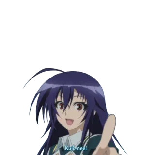 ↗ Kuji-nee! Anime, Dziewczyna, Wskazywanie, Szczęśliwy telegram sticker