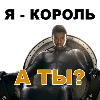 😍 Black Panther Marvel Я КОРОЛЬ
А ТЫ? chadwick boseman, raja, marvel, black panther telegram sticker