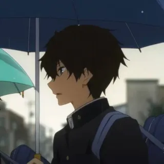 🎷 anime, boy, school uniform, umbrella, student telegram sticker