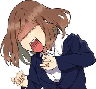 😱 Anime, Zły, Wyraz twarzy, Kreskówka, Frustracja telegram sticker