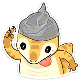 ☝️ lucertola, geco, carino, animale, rettile, cappello di stagnola, umorismo whatsapp sticker