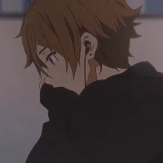 🥧 anime, boy, earphones, cartoon, character, brown hair telegram sticker